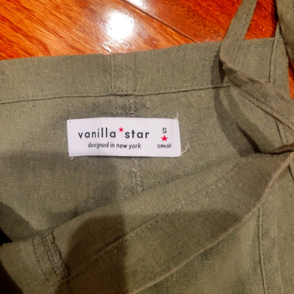 Vanilla Star Olive Green Overall Shorts